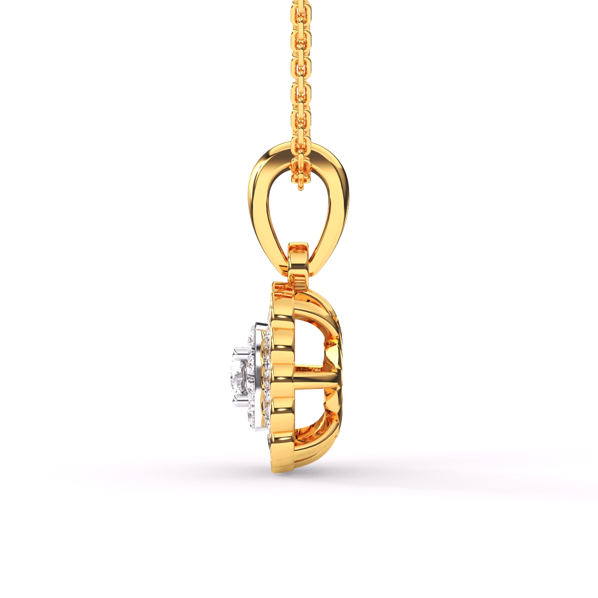 Square Shaped Double Halo Diamond Pendant